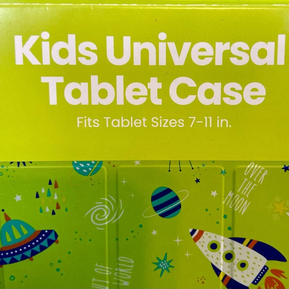 Kids Green and Space Themed Universal Tablet Case Fits 7-11 inches